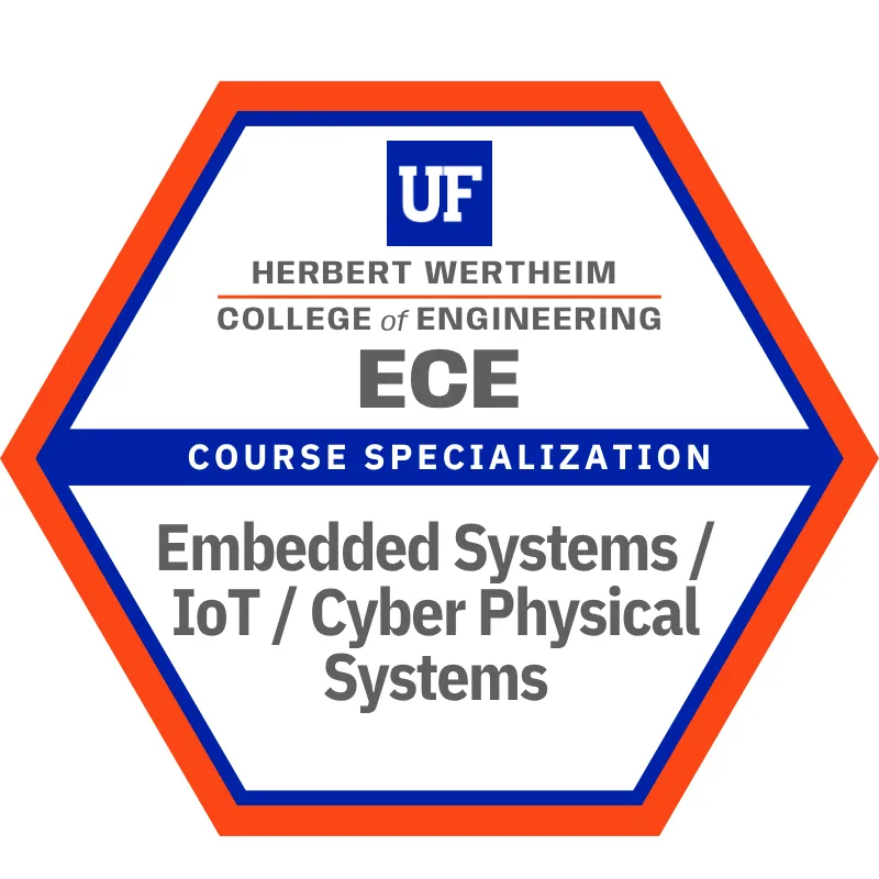 Embedded Systems/IoT/Cyber Physical Systems: course specialization badge in the Bachelor of Science in Electrical Engineering degree at Herbert Wertheim College of Engineering, University of Florida